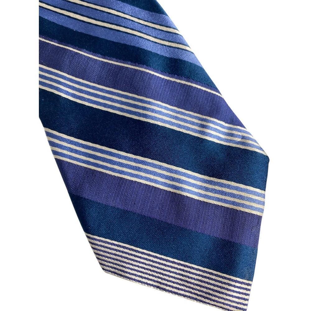Express Italian Silk Tie Blue White Diagonal Repp Stripe Preppy Wedding Guest
